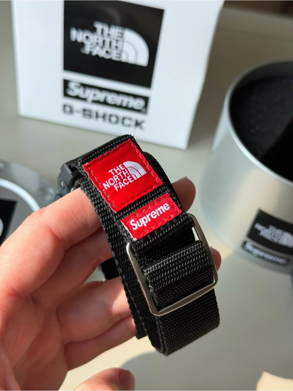 G-Shock x The North Face x Supreme Black Strap Watch Band with Red Logos